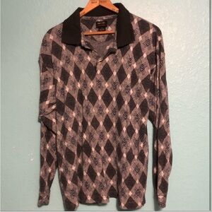 Balcony Argyle long sleeve/quarter button